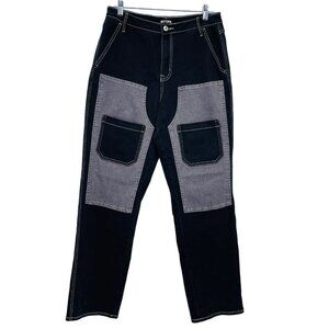 Hot Topic Panel Carpenter Pants Womens 11 Black Gray‎ High Rise Goth Grunge